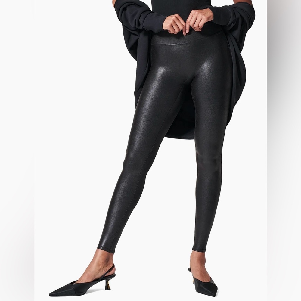 SPANX BRAND NEW!! Faux Leather Black Women's Leggings, XS, NWOT